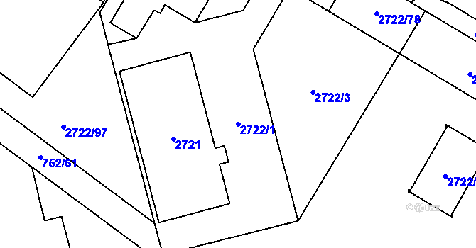 Parcela st. 2722/1 v KÚ Opava-Předměstí, Katastrální mapa