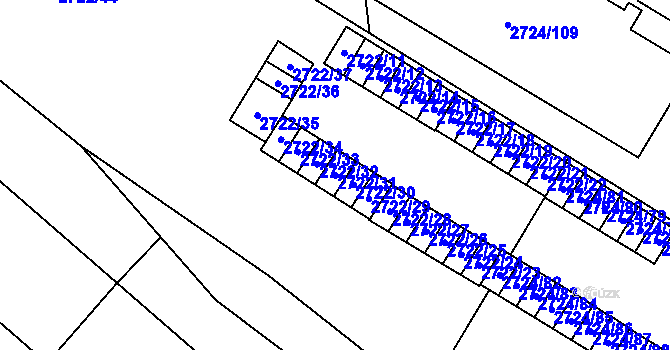 Parcela st. 2722/31 v KÚ Opava-Předměstí, Katastrální mapa