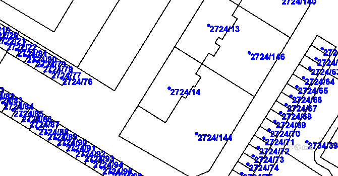 Parcela st. 2724/14 v KÚ Opava-Předměstí, Katastrální mapa