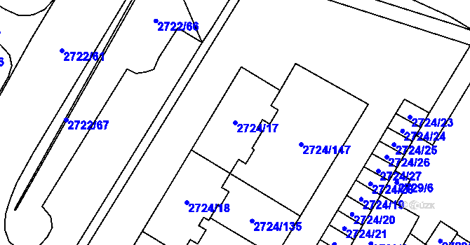Parcela st. 2724/17 v KÚ Opava-Předměstí, Katastrální mapa