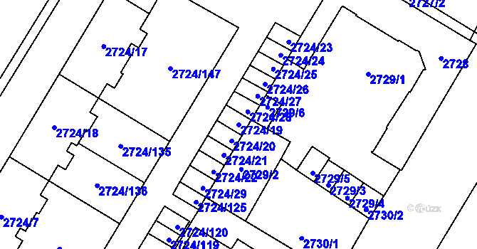 Parcela st. 2724/19 v KÚ Opava-Předměstí, Katastrální mapa