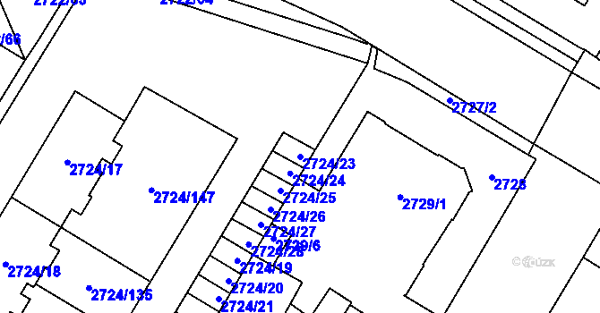 Parcela st. 2724/23 v KÚ Opava-Předměstí, Katastrální mapa