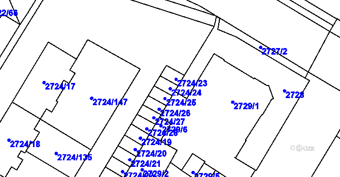 Parcela st. 2724/24 v KÚ Opava-Předměstí, Katastrální mapa