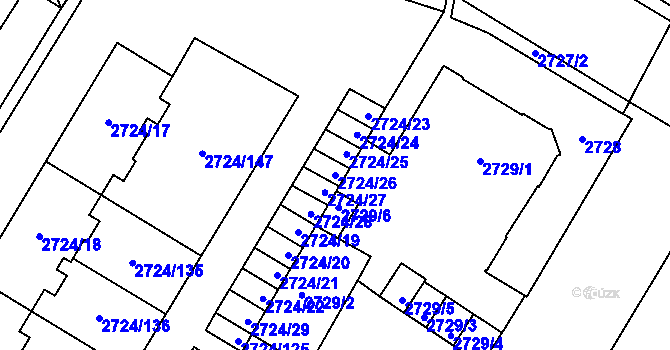 Parcela st. 2724/26 v KÚ Opava-Předměstí, Katastrální mapa