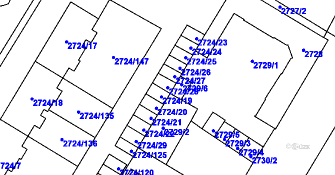 Parcela st. 2724/28 v KÚ Opava-Předměstí, Katastrální mapa