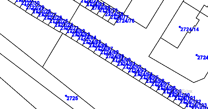 Parcela st. 2724/89 v KÚ Opava-Předměstí, Katastrální mapa