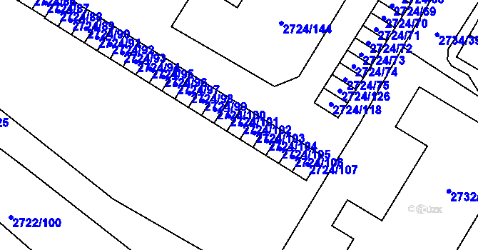 Parcela st. 2724/102 v KÚ Opava-Předměstí, Katastrální mapa