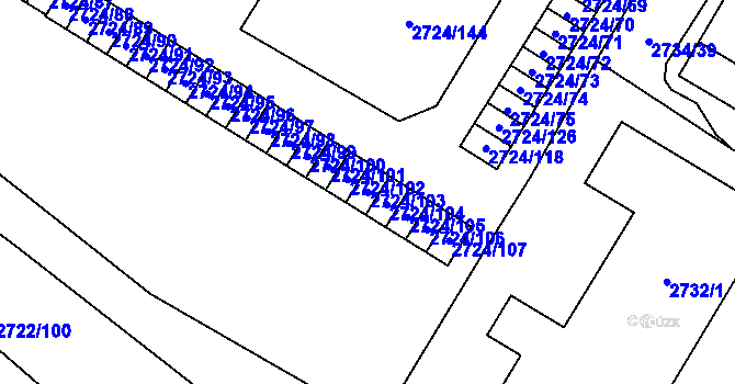 Parcela st. 2724/103 v KÚ Opava-Předměstí, Katastrální mapa