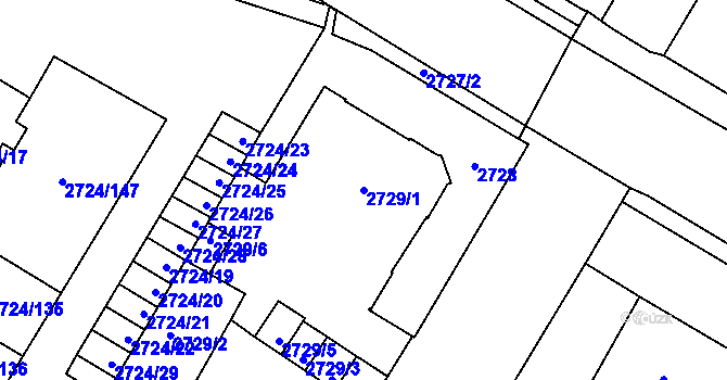 Parcela st. 2729/1 v KÚ Opava-Předměstí, Katastrální mapa