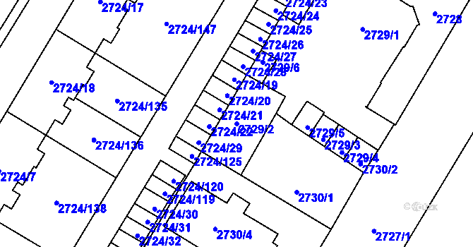 Parcela st. 2729/2 v KÚ Opava-Předměstí, Katastrální mapa