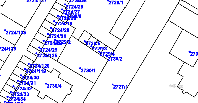 Parcela st. 2729/4 v KÚ Opava-Předměstí, Katastrální mapa