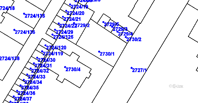 Parcela st. 2730/1 v KÚ Opava-Předměstí, Katastrální mapa