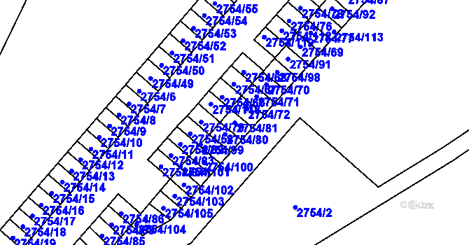Parcela st. 2754/81 v KÚ Opava-Předměstí, Katastrální mapa