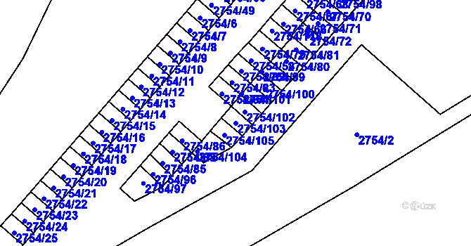 Parcela st. 2754/103 v KÚ Opava-Předměstí, Katastrální mapa