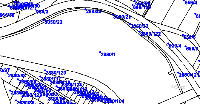 Parcela st. 2880/1 v KÚ Opava-Předměstí, Katastrální mapa