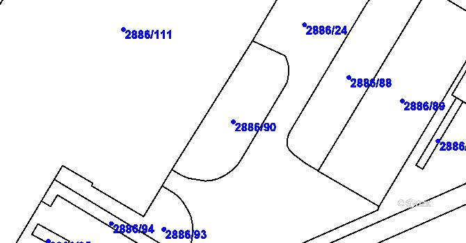 Parcela st. 2886/90 v KÚ Opava-Předměstí, Katastrální mapa