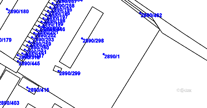Parcela st. 2890/1 v KÚ Opava-Předměstí, Katastrální mapa