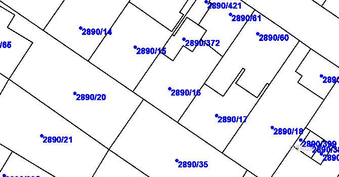 Parcela st. 2890/16 v KÚ Opava-Předměstí, Katastrální mapa