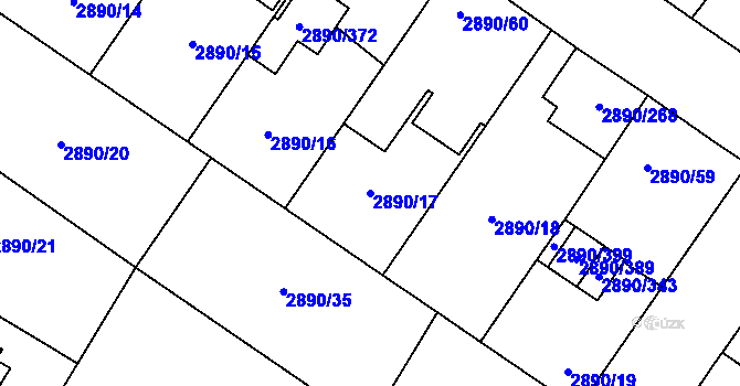 Parcela st. 2890/17 v KÚ Opava-Předměstí, Katastrální mapa