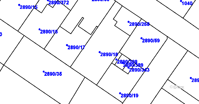 Parcela st. 2890/18 v KÚ Opava-Předměstí, Katastrální mapa