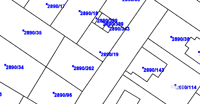 Parcela st. 2890/19 v KÚ Opava-Předměstí, Katastrální mapa
