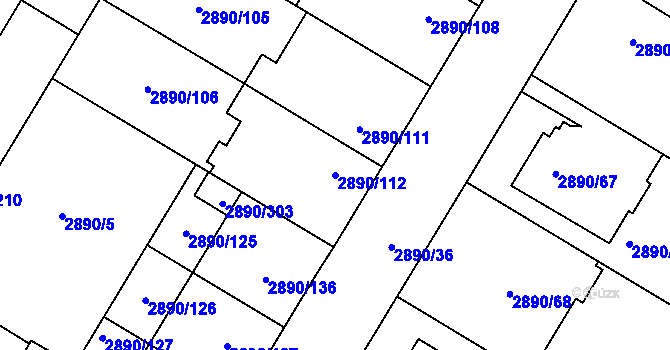 Parcela st. 2890/112 v KÚ Opava-Předměstí, Katastrální mapa