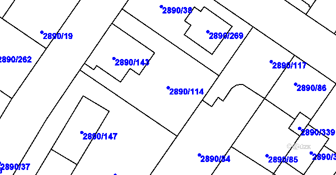 Parcela st. 2890/114 v KÚ Opava-Předměstí, Katastrální mapa