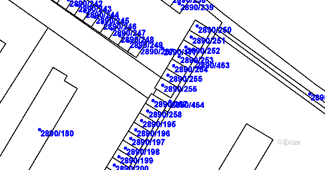 Parcela st. 2890/256 v KÚ Opava-Předměstí, Katastrální mapa
