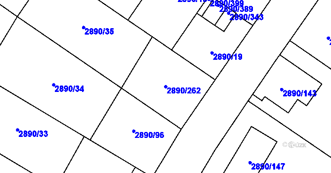 Parcela st. 2890/262 v KÚ Opava-Předměstí, Katastrální mapa