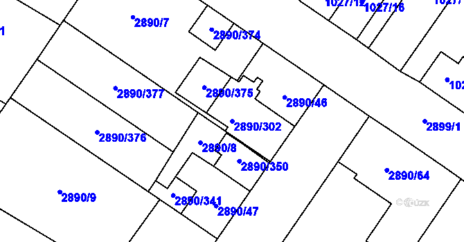 Parcela st. 2890/302 v KÚ Opava-Předměstí, Katastrální mapa