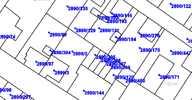 Parcela st. 2890/305 v KÚ Opava-Předměstí, Katastrální mapa