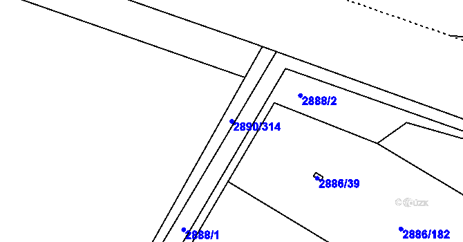 Parcela st. 2890/314 v KÚ Opava-Předměstí, Katastrální mapa