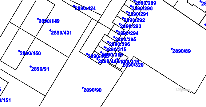 Parcela st. 2890/316 v KÚ Opava-Předměstí, Katastrální mapa