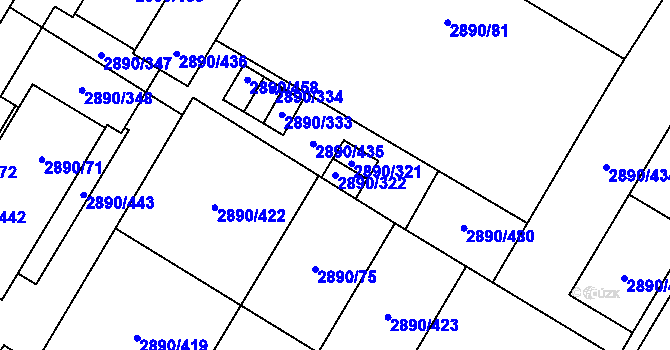 Parcela st. 2890/322 v KÚ Opava-Předměstí, Katastrální mapa