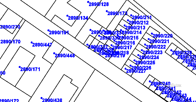 Parcela st. 2890/329 v KÚ Opava-Předměstí, Katastrální mapa
