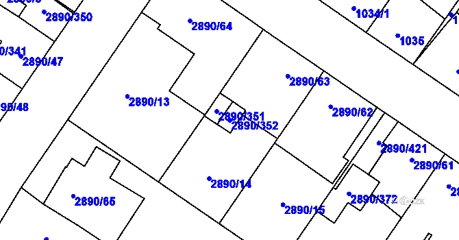 Parcela st. 2890/352 v KÚ Opava-Předměstí, Katastrální mapa