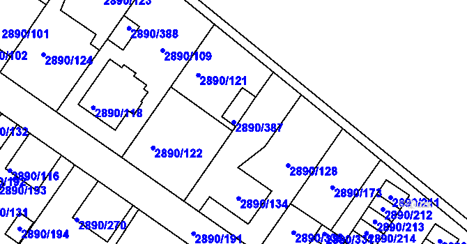 Parcela st. 2890/387 v KÚ Opava-Předměstí, Katastrální mapa