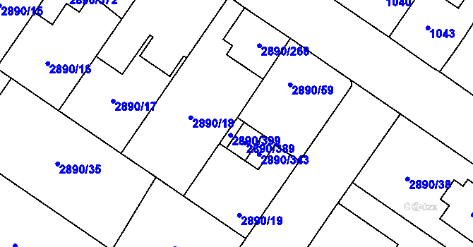 Parcela st. 2890/399 v KÚ Opava-Předměstí, Katastrální mapa
