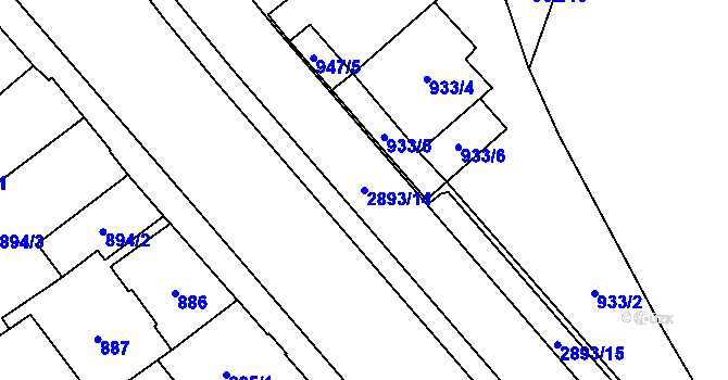 Parcela st. 2893/14 v KÚ Opava-Předměstí, Katastrální mapa