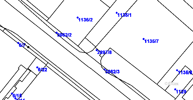 Parcela st. 2897/8 v KÚ Opava-Předměstí, Katastrální mapa