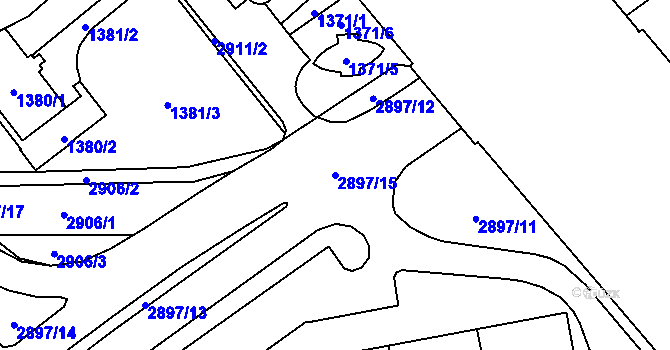 Parcela st. 2897/15 v KÚ Opava-Předměstí, Katastrální mapa