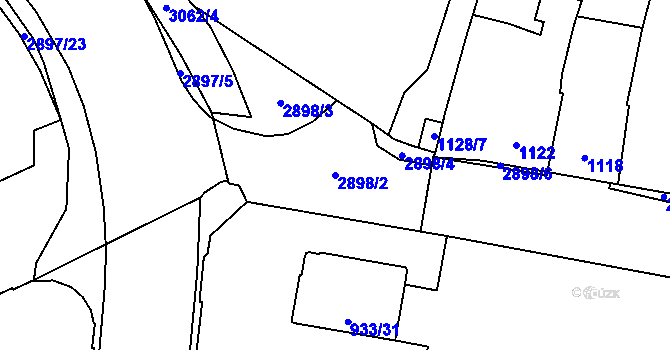 Parcela st. 2898/2 v KÚ Opava-Předměstí, Katastrální mapa