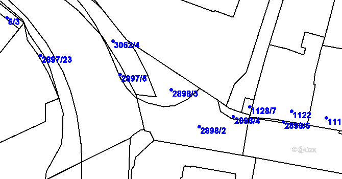Parcela st. 2898/3 v KÚ Opava-Předměstí, Katastrální mapa