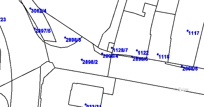 Parcela st. 2898/4 v KÚ Opava-Předměstí, Katastrální mapa