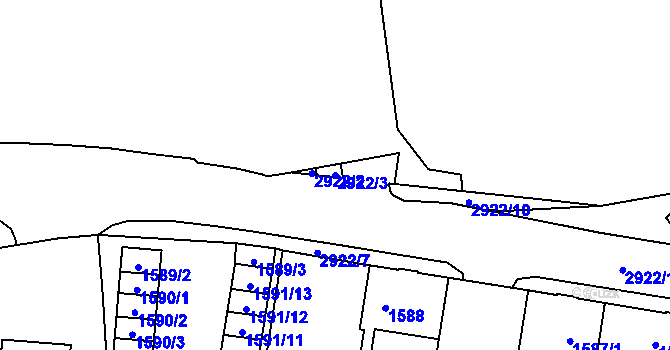 Parcela st. 2922/3 v KÚ Opava-Předměstí, Katastrální mapa