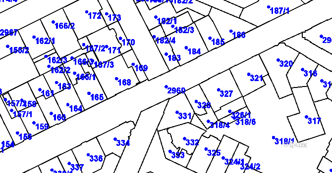 Parcela st. 2960 v KÚ Opava-Předměstí, Katastrální mapa