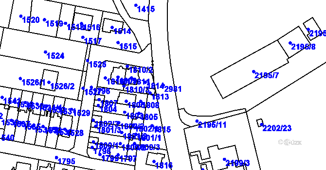 Parcela st. 2981 v KÚ Opava-Předměstí, Katastrální mapa