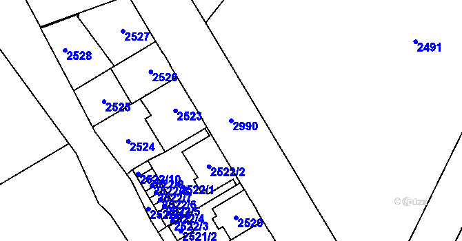 Parcela st. 2990 v KÚ Opava-Předměstí, Katastrální mapa