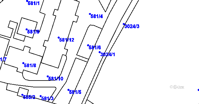 Parcela st. 3024/1 v KÚ Opava-Předměstí, Katastrální mapa