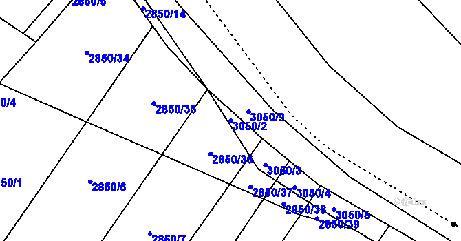 Parcela st. 3050/2 v KÚ Opava-Předměstí, Katastrální mapa